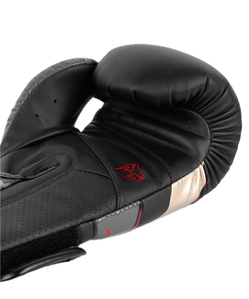 Venum Elite Evo Boxing Gloves - Black/Gold/Red - Image 2