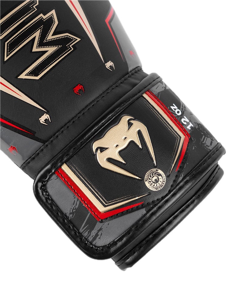 Venum Elite Evo Boxing Gloves - Black/Gold/Red - Image 3