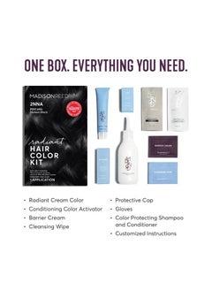 Madison Reed Radiant Hair Color Kit, Blackest Black for 100% Gray Coverage, Ammonia-Free, 2NNA Pescara Black, Permanent Hair Dye, Pack of 1  - Image 2