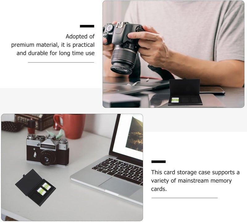 SMASOLO Memory Card Storage Case 2pcs, Portable Hard Shell Flash Card Holder with 3 Slots, Black Compact Organizer for Photography Supplies and Travel - Image 3
