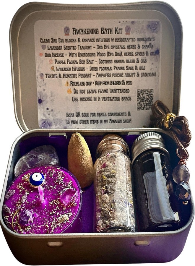 Awakening Bath & Shower Ritual & Spell Kit | Psychic & Spiritual Development | Stronger Than Florida Water | Lavender Herbal Salts | White Magic | Uncrossing Incense (FMB - Purple) - Image 1