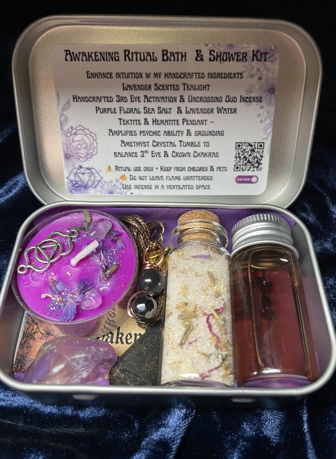 Awakening Bath & Shower Ritual & Spell Kit | Psychic & Spiritual Development | Stronger Than Florida Water | Lavender Herbal Salts | White Magic | Uncrossing Incense (FMB - Purple) - Image 4