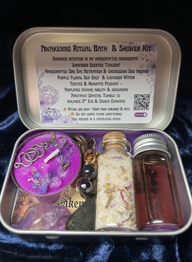 Awakening Bath & Shower Ritual & Spell Kit | Psychic & Spiritual Development | Stronger Than Florida Water | Lavender Herbal Salts | White Magic | Uncrossing Incense (FMB - Purple) - Image 5