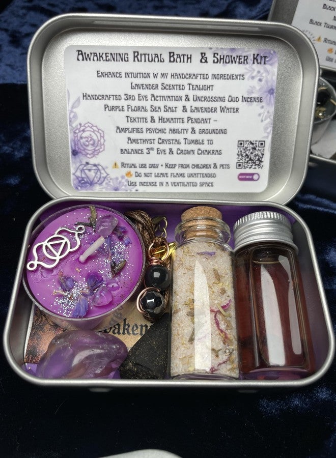 Awakening Bath & Shower Ritual & Spell Kit | Psychic & Spiritual Development | Stronger Than Florida Water | Lavender Herbal Salts | White Magic | Uncrossing Incense (FMB - Purple) - Image 3