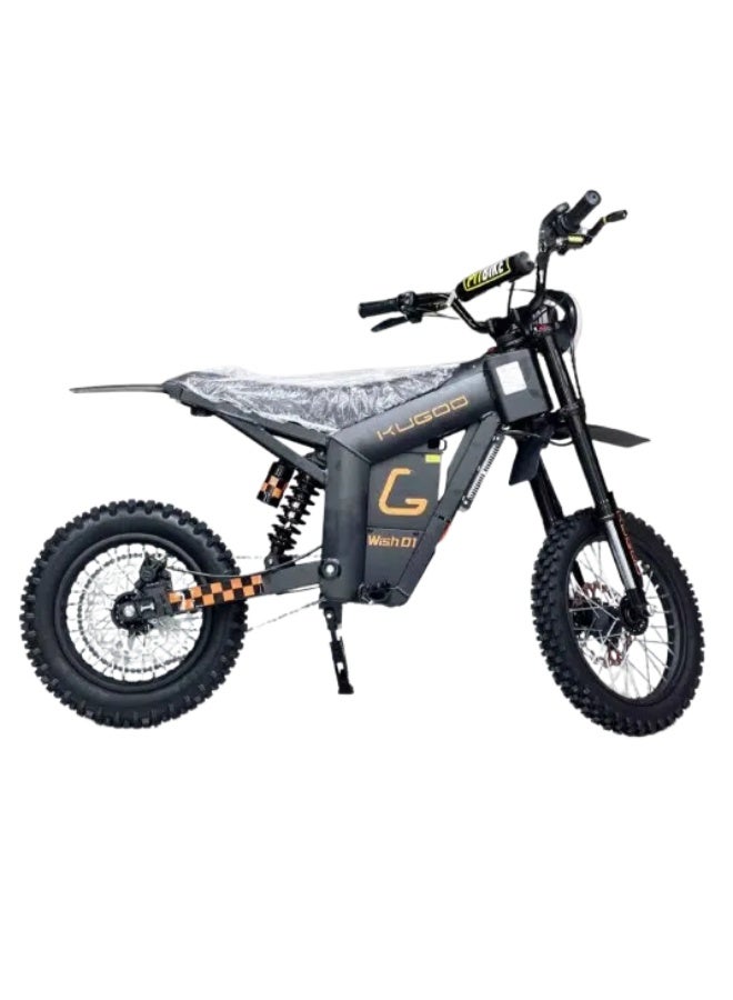 KUGOO Wish 01 Electric Dirt Bike - 1500W Brushless Motor - 48V 21Ah Battery - 50km/h Max Speed - 45-50km Range - Orange and Black Color - Image 2