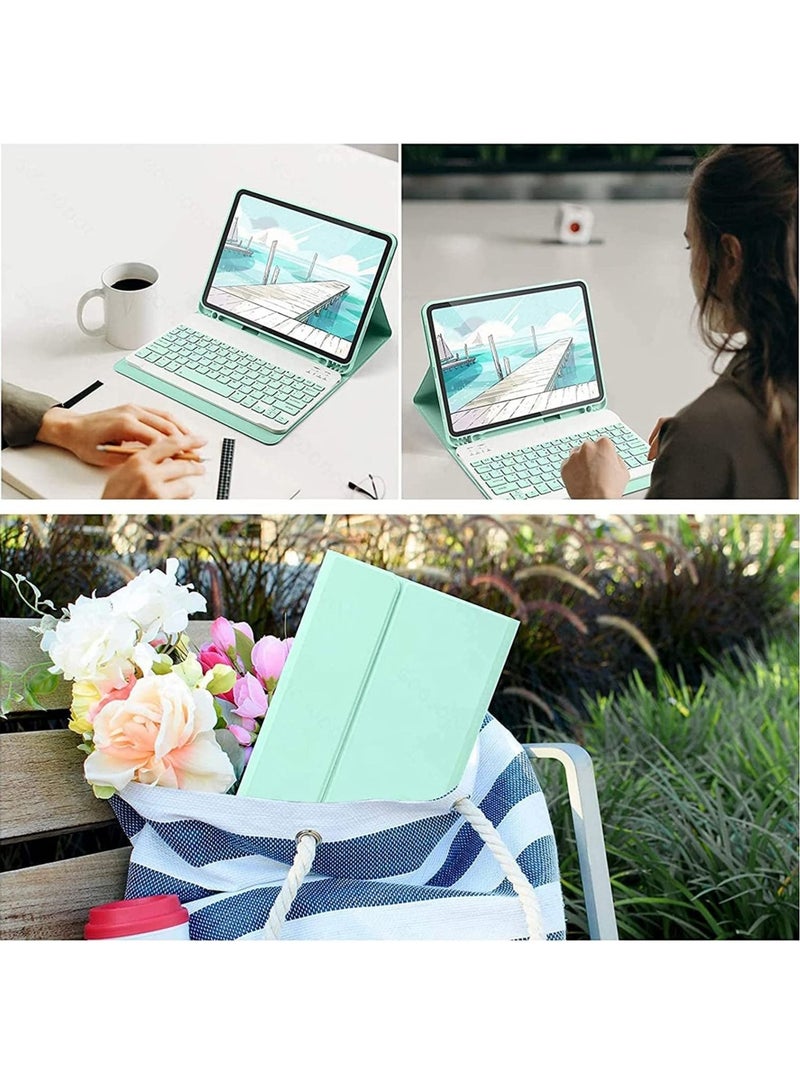 Bilingual Keyboard Case for iPad 10th Generation (2022, 10.9 Inch), Detachable Wireless Keyboard Pencil Holder Slim Leather Smart Cover with Mouse - Image 5