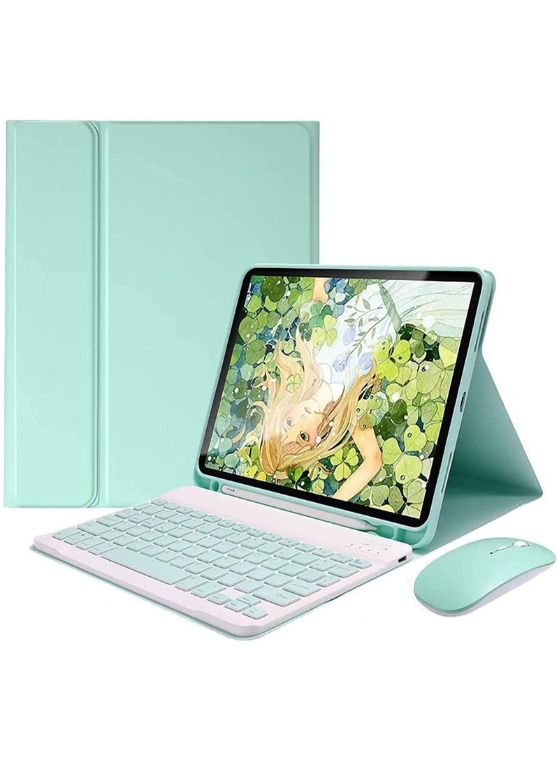 Bilingual Keyboard Case for iPad 10th Generation (2022, 10.9 Inch), Detachable Wireless Keyboard Pencil Holder Slim Leather Smart Cover with Mouse - Image 1