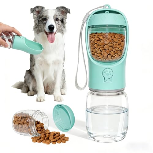 Liphier Dog Water Bottle, Portable Water Bottle with Food Container for Dogs Cat Pet Hiking Walking Travel Camping, Leak-Proof Dog Water Bowl Dispenser with Feeder Function Puppy Essentials - Image 1
