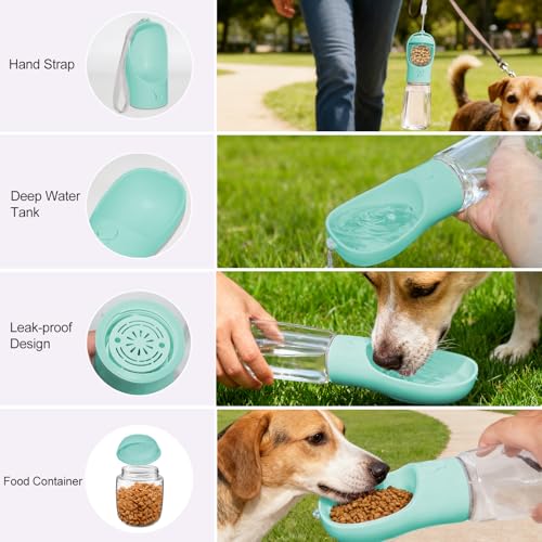Liphier Dog Water Bottle, Portable Water Bottle with Food Container for Dogs Cat Pet Hiking Walking Travel Camping, Leak-Proof Dog Water Bowl Dispenser with Feeder Function Puppy Essentials - Image 4