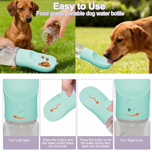 Liphier Dog Water Bottle, Portable Water Bottle with Food Container for Dogs Cat Pet Hiking Walking Travel Camping, Leak-Proof Dog Water Bowl Dispenser with Feeder Function Puppy Essentials - Image 5