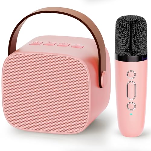 IROO Karaoke Machine for Kids, Portable Bluetooth Speaker with Wireless Microphone, Music Player Toys Gift for Boys Girls 4, 5, 6, 7, 8, 9, 10 +Year Old Birthday Christmas Party Home(Pink Color) - Image 1