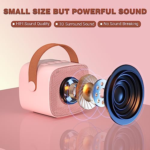 IROO Karaoke Machine for Kids, Portable Bluetooth Speaker with Wireless Microphone, Music Player Toys Gift for Boys Girls 4, 5, 6, 7, 8, 9, 10 +Year Old Birthday Christmas Party Home(Pink Color) - Image 3