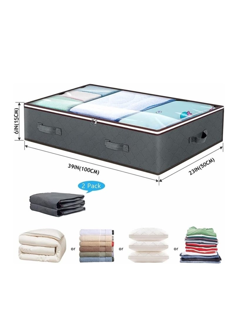 DUNISO 2 Pack Large Clothes Storage Bag，Waterproof Moving Tote Bag，Foldable Storage Containers，With Zipper and Reinforced Handle，Dustproof,for Blankets and Quilts, Bedding, Sweater, Pillow  - Image 3