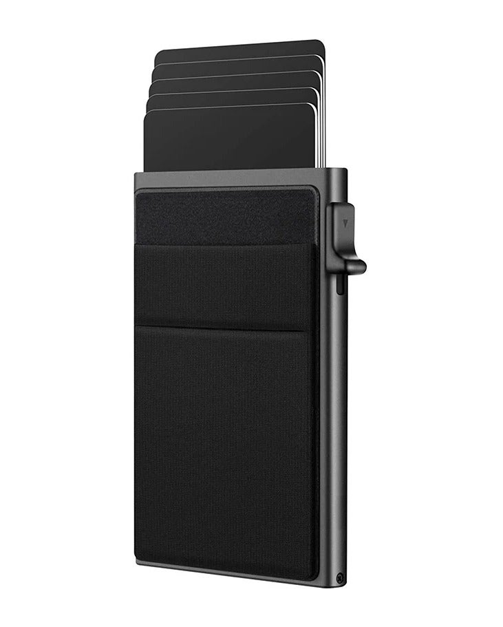 Card Holder Wallet RFID Blocking Automatic Pop Up with Ultrathin Metal Card Case for Men and Women, Credit Card Holder with Minimalist Small Cash Pocket - Image 1