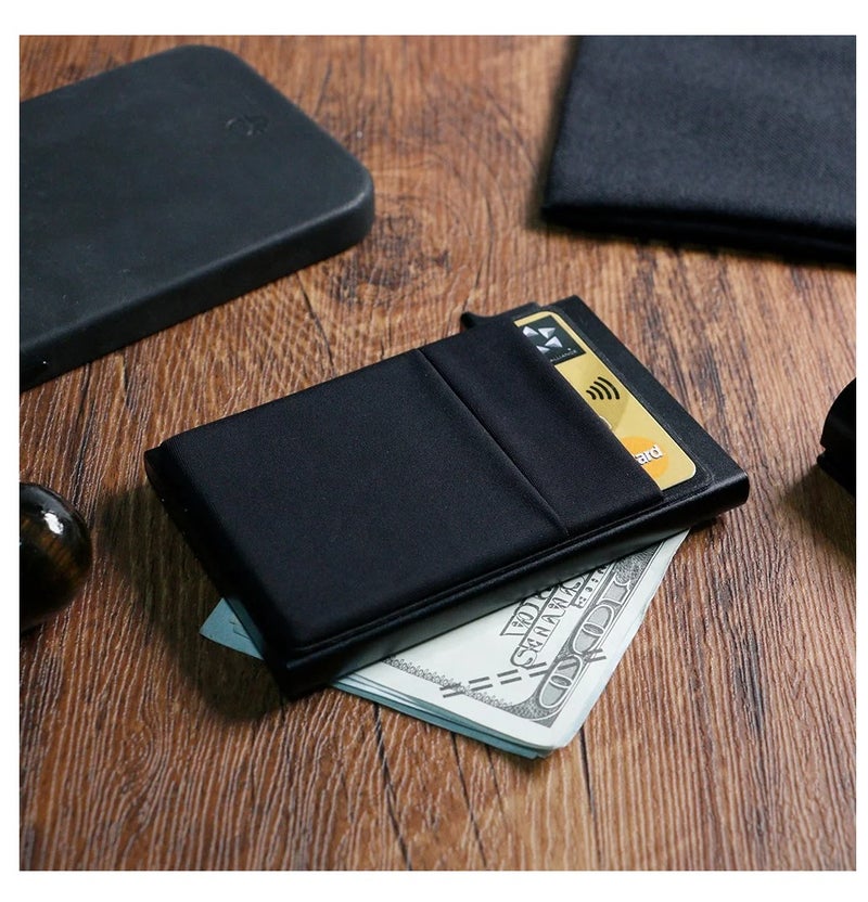 Card Holder Wallet RFID Blocking Automatic Pop Up with Ultrathin Metal Card Case for Men and Women, Credit Card Holder with Minimalist Small Cash Pocket - Image 2