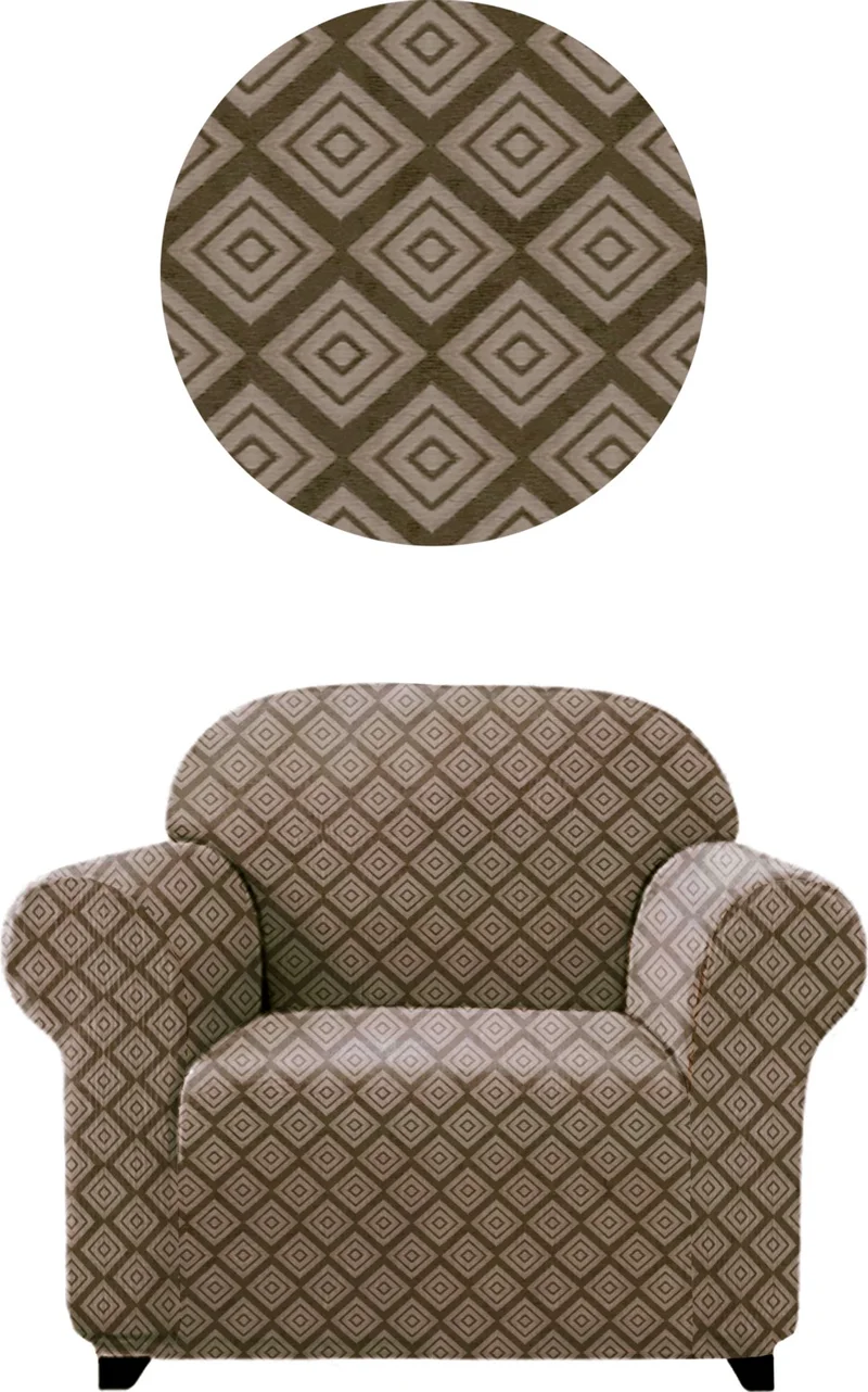 الجيار Jacquard Sofa, Sofa, Sofa Bed Cover, Large Diamond Pattern, Flexible, Without Skirt, For Single (Armchair)