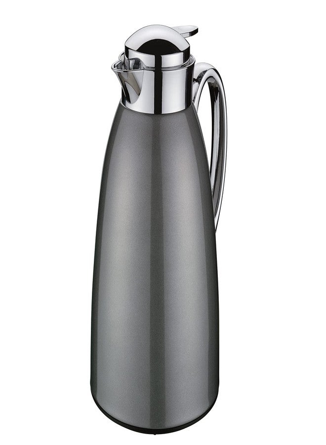 Cilio Glass Lined Coffee Carafe - 34 oz, Gray Satin - Insulated Pitcher for Hot & Cold Drinks - Thermal Carafe with Glass Liner - Coffee Dispenser - Image 1