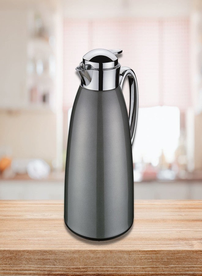 Cilio Glass Lined Coffee Carafe - 34 oz, Gray Satin - Insulated Pitcher for Hot & Cold Drinks - Thermal Carafe with Glass Liner - Coffee Dispenser - Image 3