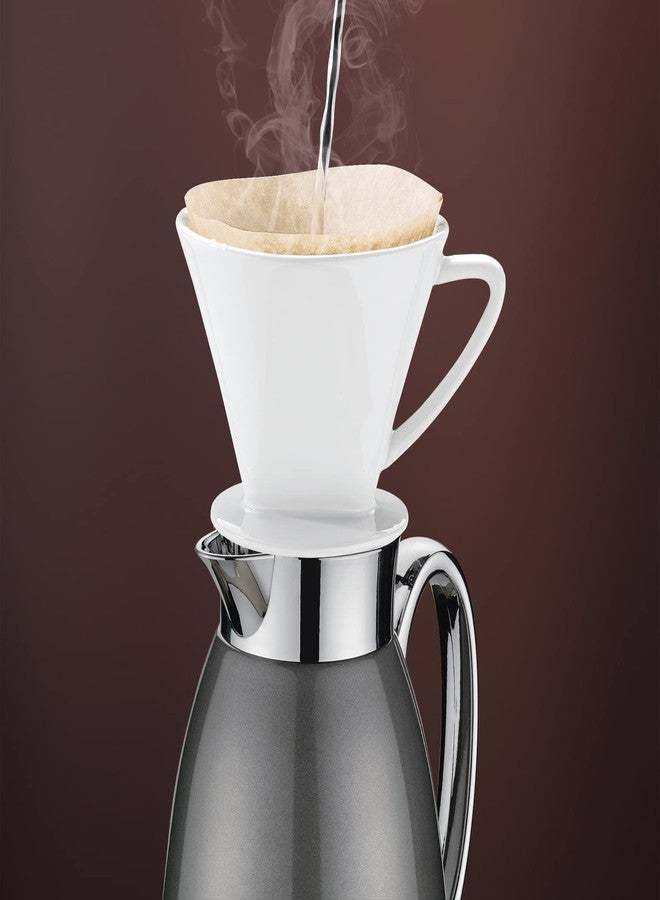 Cilio Glass Lined Coffee Carafe - 34 oz, Gray Satin - Insulated Pitcher for Hot & Cold Drinks - Thermal Carafe with Glass Liner - Coffee Dispenser - Image 2