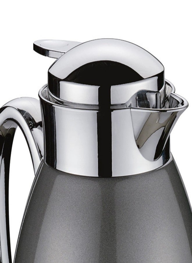 Cilio Glass Lined Coffee Carafe - 34 oz, Gray Satin - Insulated Pitcher for Hot & Cold Drinks - Thermal Carafe with Glass Liner - Coffee Dispenser - Image 4