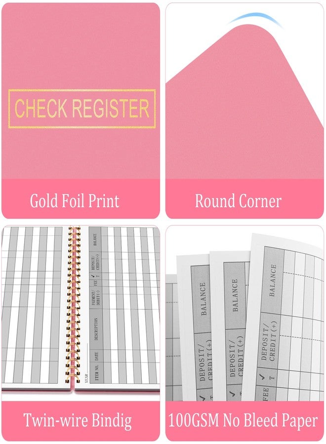 HAUTOCO Check Registers for Personal Checkbook, Transaction Expense Ledger Log Book for Small Business, Checking Account Register Book to Track Payments, Deposits, Finances, 8.4 x 6.2'', Pink - Image 5