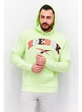 Reebok Men Sports Fit Long Sleeve Brand Logo Hoodie, Green  - Image 1