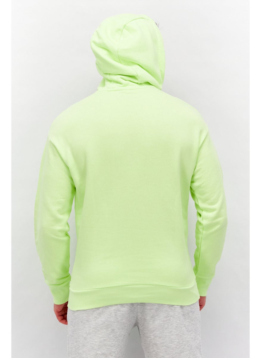 Reebok Men Sports Fit Long Sleeve Brand Logo Hoodie, Green  - Image 3