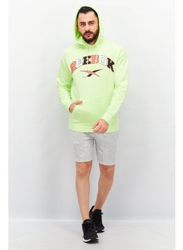 Reebok Men Sports Fit Long Sleeve Brand Logo Hoodie, Green  - Image 2