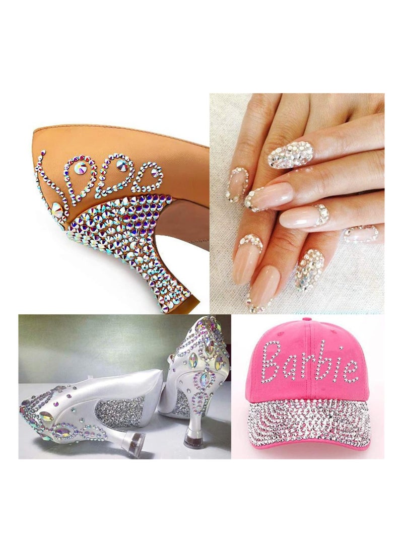 Arabest - 2000 Pieces Flat Bottom Gem Round Crystal Rhinestones 6 Sizes with Storage Box, Tweezers and Picking Rhinestone Pen - Image 1