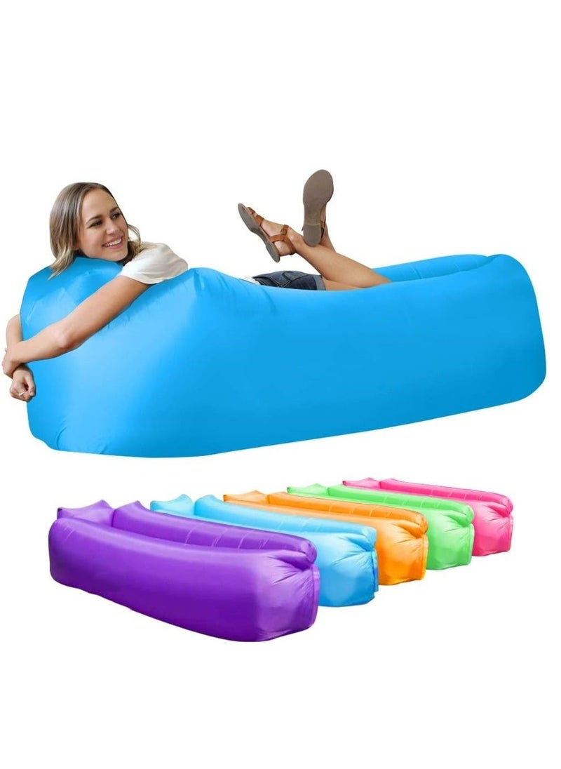 Mike Music Inflatable Lounger Air Sofa Chair–Camping & Beach Accessories–Portable Water Proof Couch for Hiking, Picnics, Outdoor, Blue  - Image 1