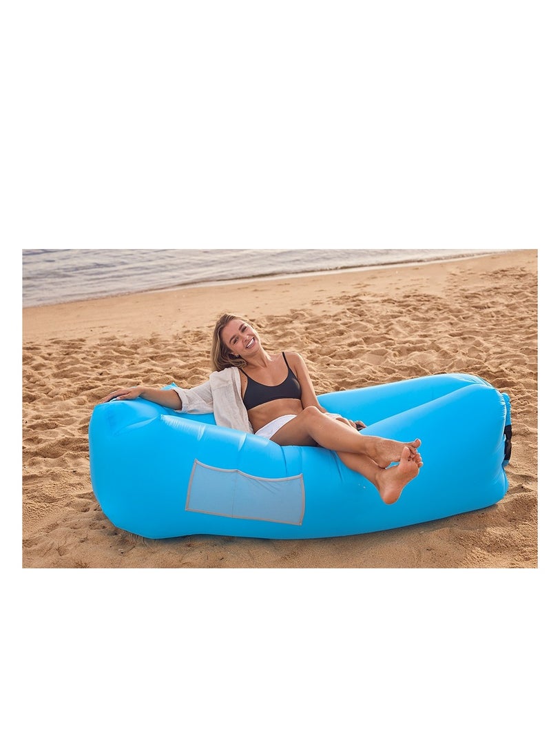 Mike Music Inflatable Lounger Air Sofa Chair–Camping & Beach Accessories–Portable Water Proof Couch for Hiking, Picnics, Outdoor, Blue  - Image 3