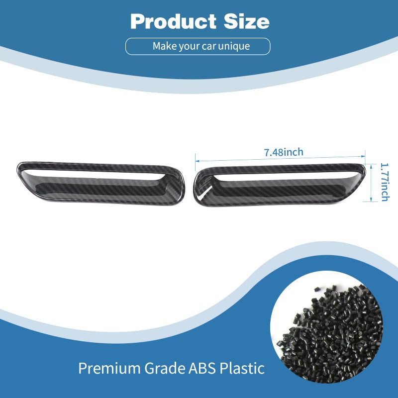 PDKLIN for Challenger Hood Scoop Vent Cover Trim Bezel Carbon Fiber for Dodge Challenger 2009 2010 2011 2012 2013 2014 Black Carbon Fiber Exterior Accessories 2pcs - Image 2