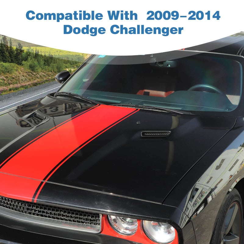 PDKLIN for Challenger Hood Scoop Vent Cover Trim Bezel Carbon Fiber for Dodge Challenger 2009 2010 2011 2012 2013 2014 Black Carbon Fiber Exterior Accessories 2pcs - Image 3