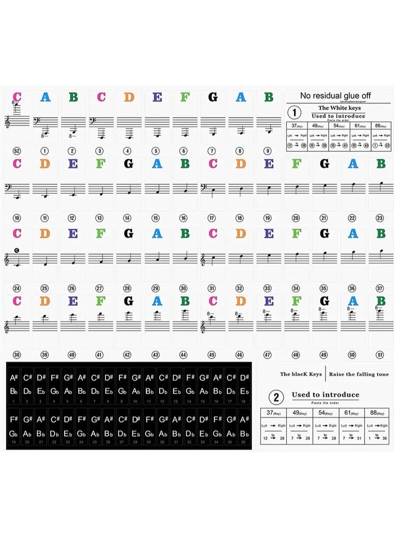 Stickers For Musical Keys Electronic Notes Black And White Stickers For 37 49 54 61 88  - Image 2