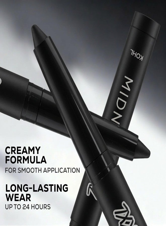 RENEE Midnight XXL Kajal | Black Kohl Pencil with Built-in Sharpener | Waterproof, Smudge-proof, 24Hr Long-Lasting | Ultra-Rich Pigment, Smooth Glide | 1.5g - Image 4