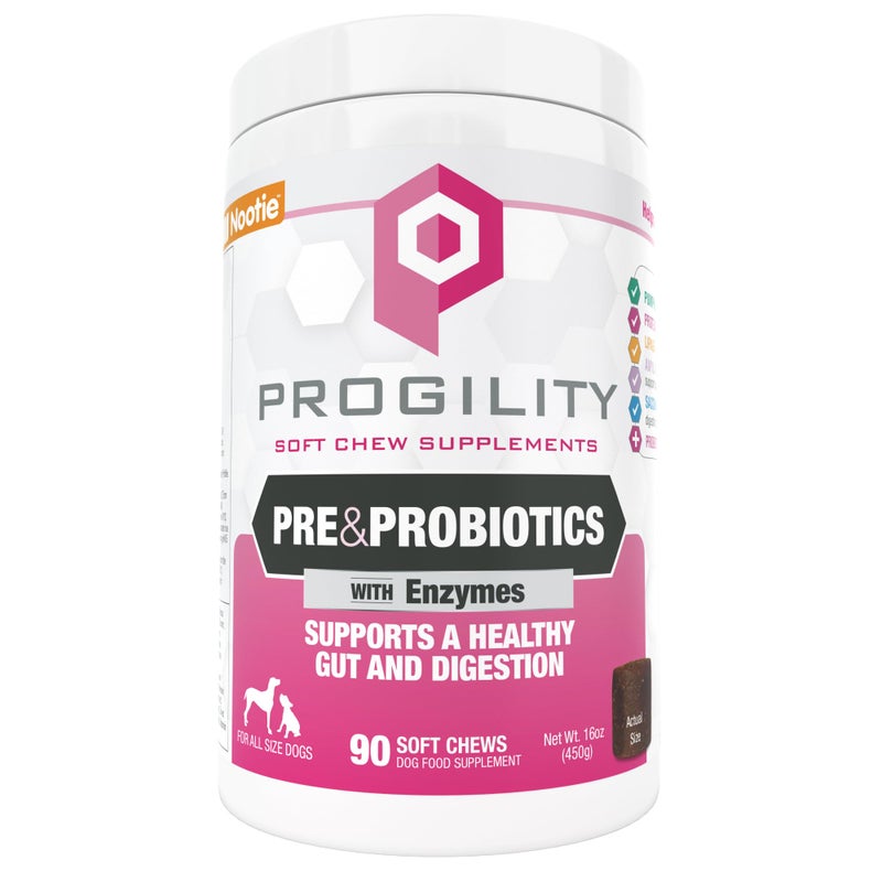 Nootie Progility Pre Probiotic Supplement Digestive Aid Supplement for Dogs 90 Soft Chews per Container