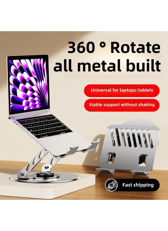 Huashuan All-metal Notebook Tablet PC Special For Strengthening Heat Dissipation Stability Firmly 360 Rotation Increase-Color:Large Cow Notebook Stand-silver - Image 4