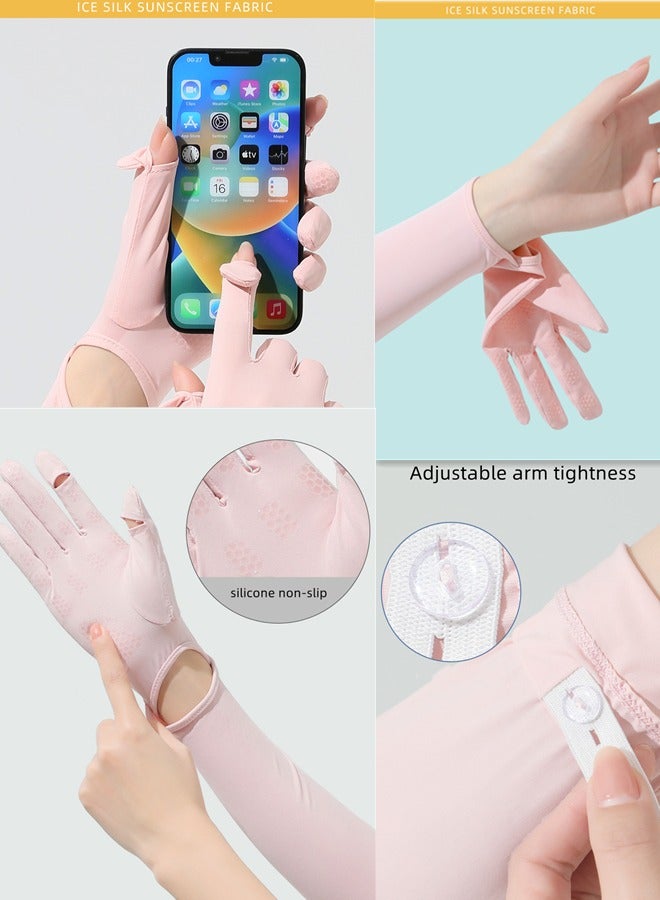 Women's Summer Sunscreen Ice Silk Gloves Anti-Uv Cool Feeling Gloves Outdoor Sports Riding Gloves Driving Gloves - Image 2