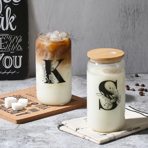 AYGXU christmas gifts for women,Initial glass cup with initial Jewelry Box,Jewelry Case Organizer,iced coffee cups,Travel Gifts for Women Girls,Birthday Gifts,Initial A white - Image 4