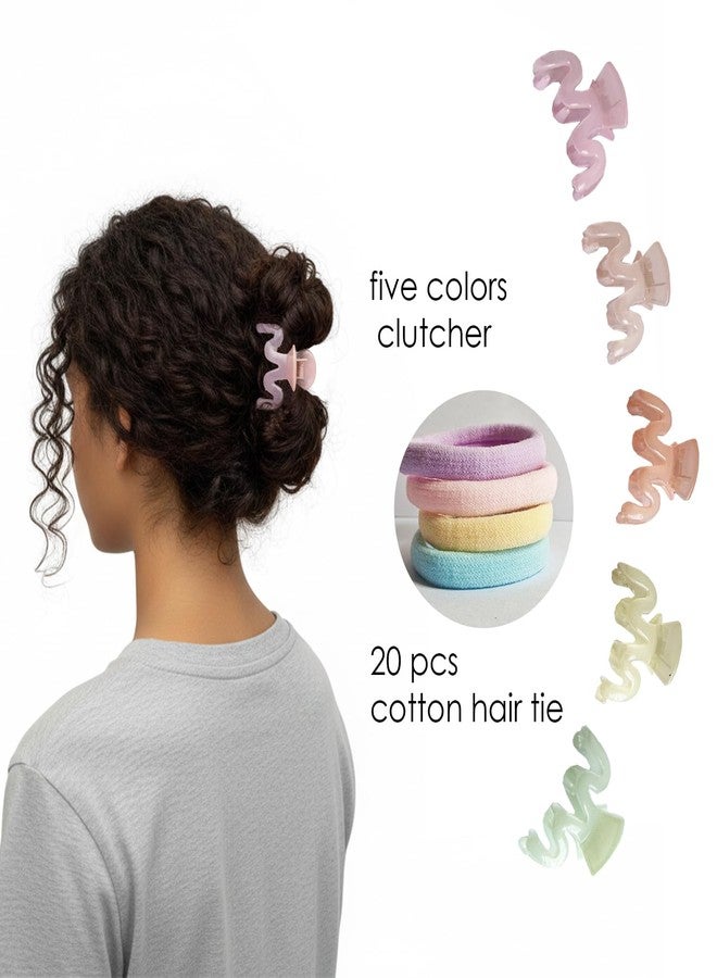 KARP Hair Clips for Women Girls 5 Pcs Clutcher With 20Pcs Rubber Band for Thin/Medium Fine Hair Non-Slip Tiny Claw Fits All Type Hair (5Pcs Hair Claws With Rubber -Style-2) - Image 4