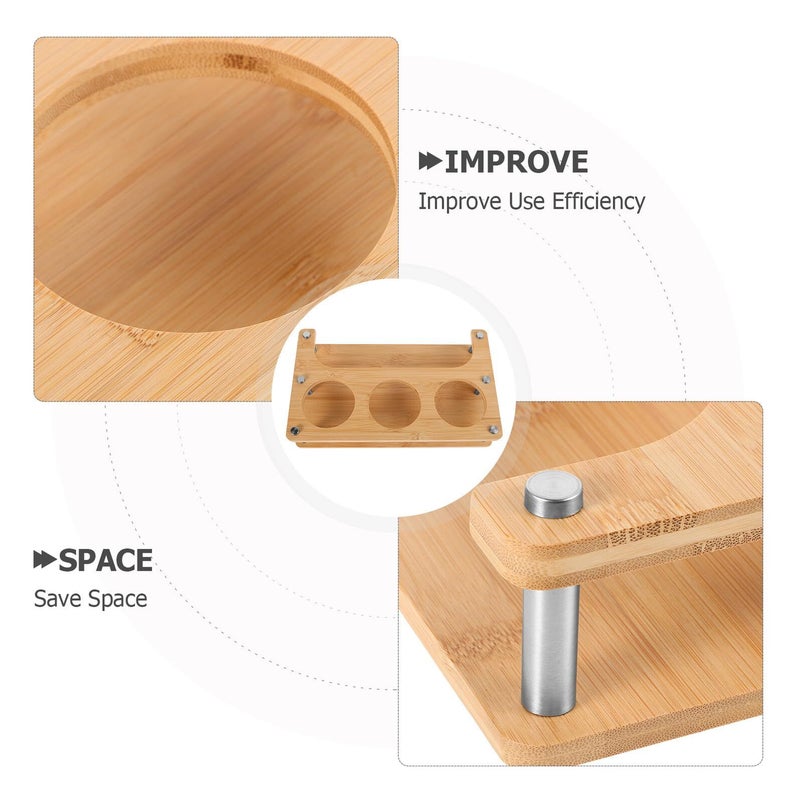 Wooden 3 Compartment Spice Rack Organizer 8x8x8cm Countertop Holder - Image 4