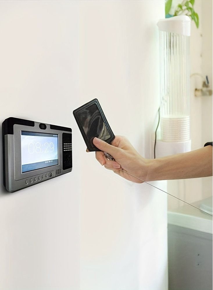 general Office Badge Holder, Vertical PU Leather ID Card Holder with 1 Clear Window, Detachable Neck Lanyard Strap, Retractable Reel Holders Set and Pen Case - Image 5