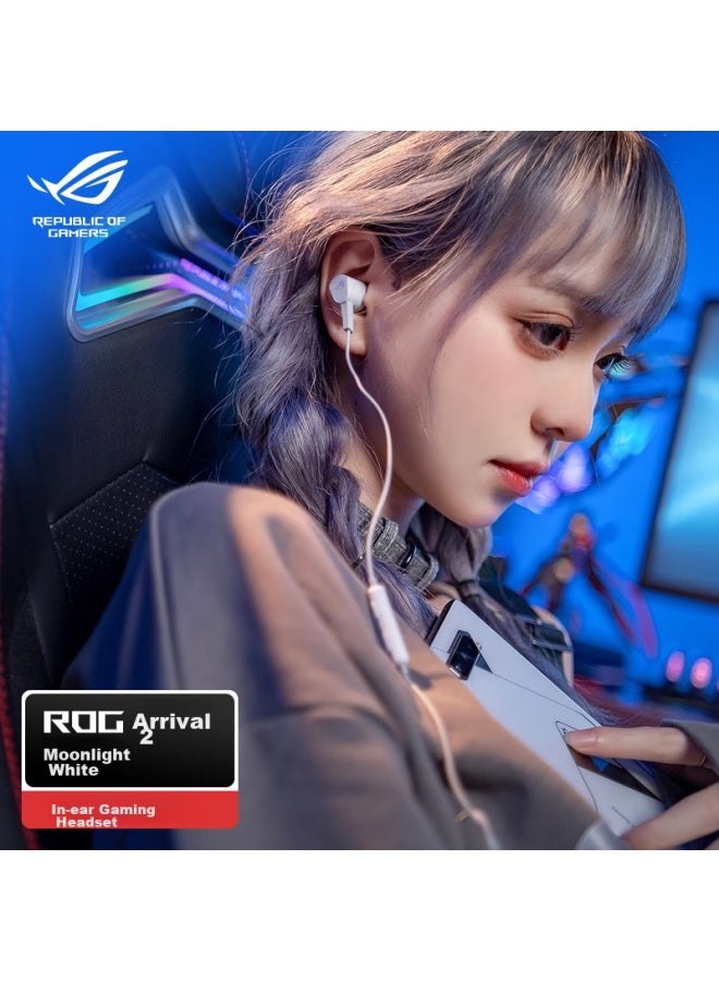 Rog Descends 2 Standard Edition Moonlight White, In-ear Gaming Headphones, Gaming Phone Accessory, Computer Surround 7.1 Sound, Wired Headphones, Delta Action Gaming Headphones - Image 1