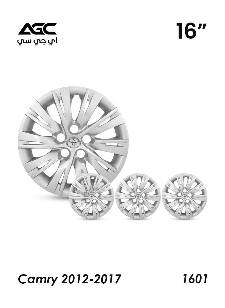 Agc AGC 16 Inch Wheel Covers for Toyota Camry 2012–2017 | Model 1601 | ABS Plastic Hub Caps | Set of 4 | Snap-On Fit | Matte Silver Finish  - Image 1