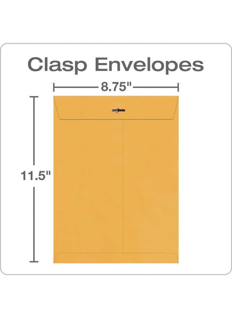 Quality Park Quality Park 8-3/4 x 11-1/2 Clasp Envelopes, Clasp and Gummed Closures for Storing or Mailing, Extra Heavy-Duty 32 lb Kraft Paper, 100 per Box (QUA37787), Light Brown  - Image 2