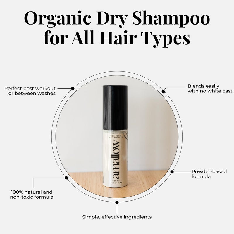 Amallow - Non Toxic Dry Shampoo Powder â€“ With Organic Ingredients - Arrowroot, Bentonite Clay, Aloe Vera, & Essential Oils â€“ No Talc, No Aerosol - Men & Women - Great For Travel - Image 5