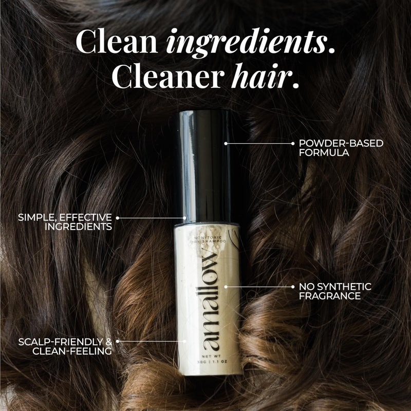 Amallow - Non Toxic Dry Shampoo Powder â€“ With Organic Ingredients - Arrowroot, Bentonite Clay, Aloe Vera, & Essential Oils â€“ No Talc, No Aerosol - Men & Women - Great For Travel - Image 2