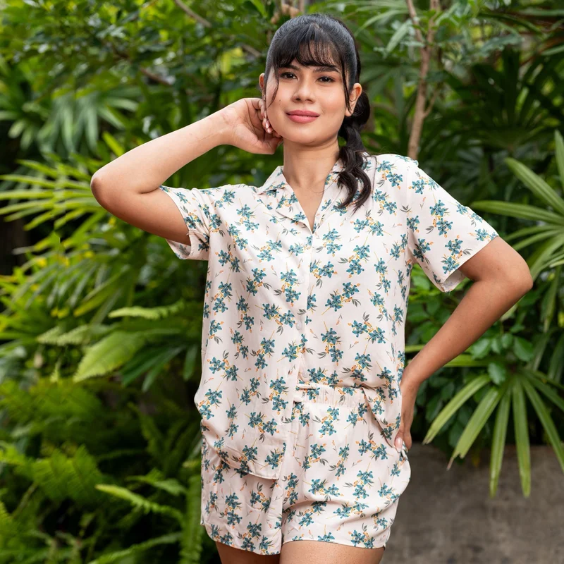 Aadaraya  Aadaraya Pyjama Short Set Shirt and Shorts for Women | Best Price UAE