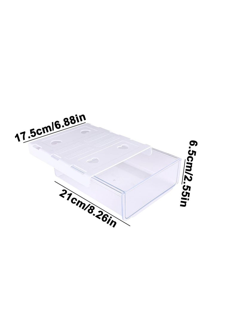 SRLIWHITE 2 Pack Under Desk Drawer, Self-Adhesive Slide Out Organizer Tray, Plastic Stick On Table Hidden Attachable Drawer Tray for Office Home School Kitchen(Transparent)  - Image 3