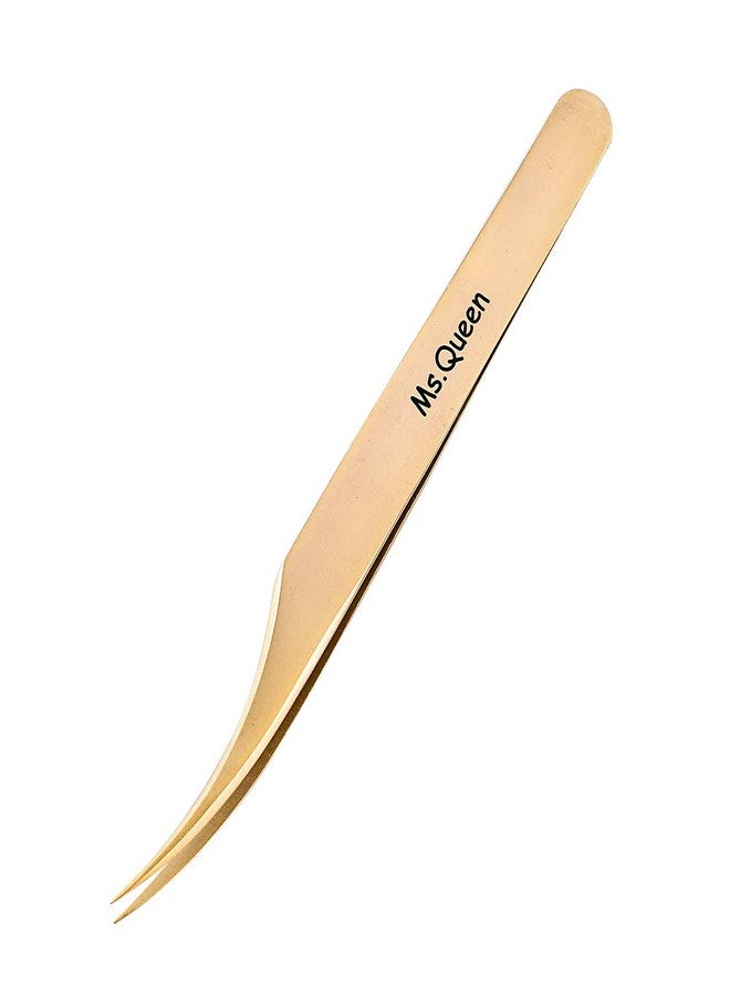 Ms.Queen Eyelash Extension Tweezers-Precision Tweezers for 2D-6D Volume&Individual False Lashes Extensions-Golden-Dolphin Tweezers - Image 1